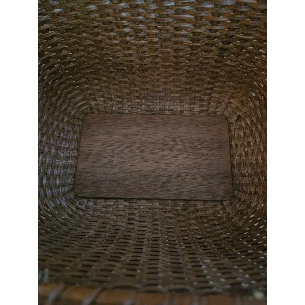 Vintage Nantucket Lightship Basket Oval ‎ Double Handle Dark Brown Woven